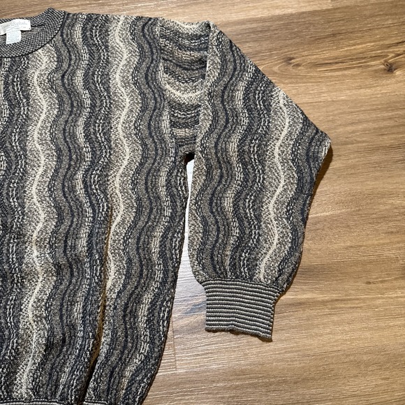 Vintage Tricots St Raphael MEDIUM Wool Blend Pullover Sweater Wavy Coogi Style M - Picture 5 of 16